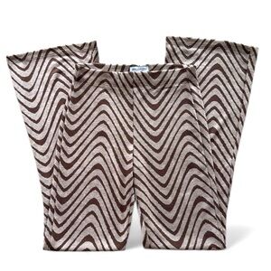 Urban Outfitters pull on Brown and Cream wavy Pattern Pants